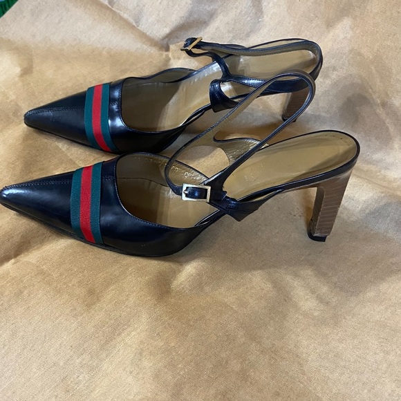 Gucci heels pumps sandals sling ankle strap designer luxury sz 10 C authentic - Picture 6 of 10